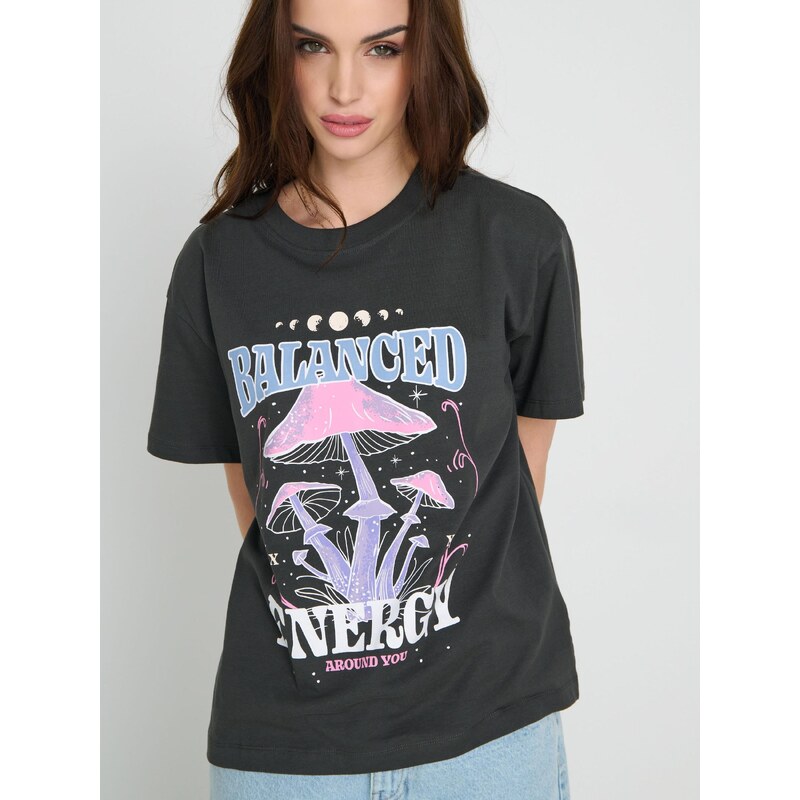 Sinsay - Tričko oversized - šedá 107631929