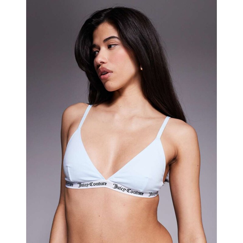 Juicy Couture triangle bralet with logo taping detail in light blue 111215608