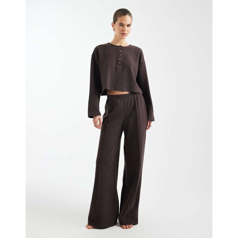 Miss Selfridge brushed wide leg trouser-Brown