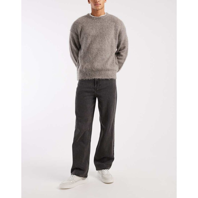 Hollister embroidered pocket baggy jeans in black