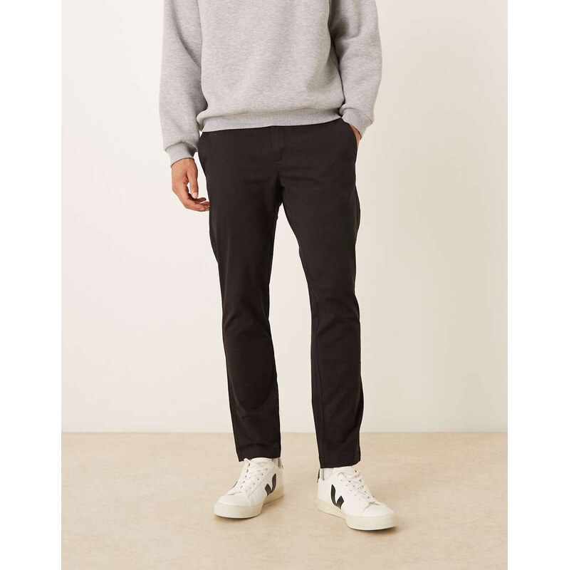 Mango cotton mix chino in black