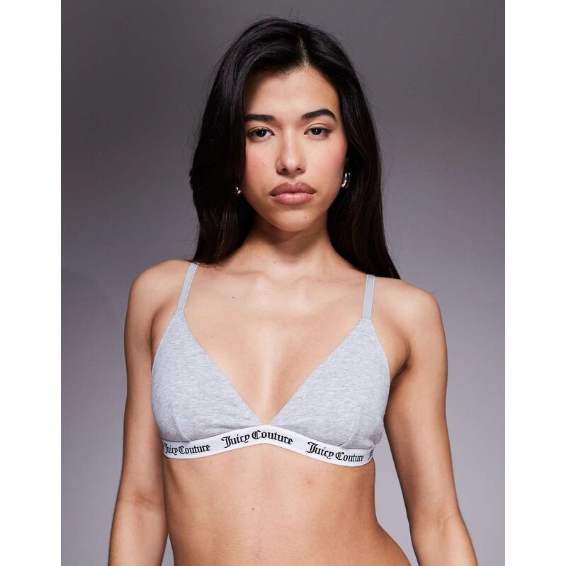 Juicy Couture triangle bralet with logo taping detail in light grey 111230004
