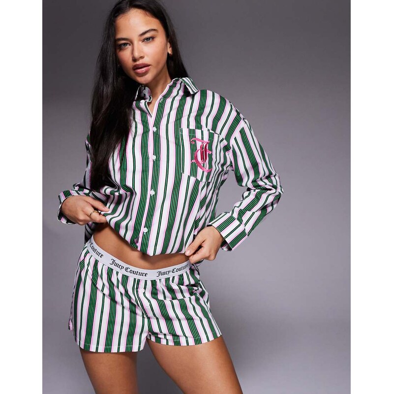 Juicy Couture co-ord logo waistband pyjama boxer shorts in green and 111220679