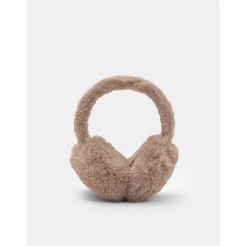 Pull&Bear Faux fur ear muffs in mole brown 111220745