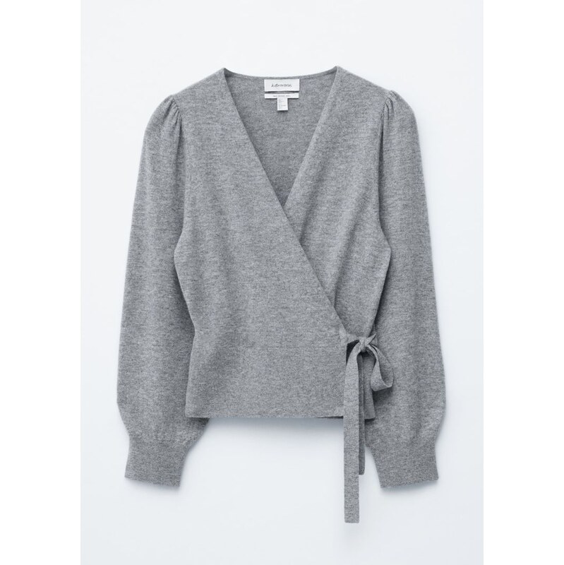 H&M - Zavinovací kardigan z merino vlny - šedá 111216855