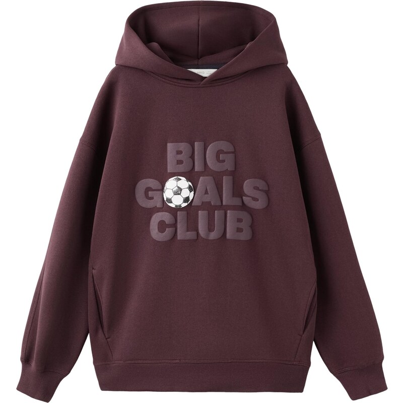 MANGO KIDS Mikina DGOALS vínově červená / černá / bílá