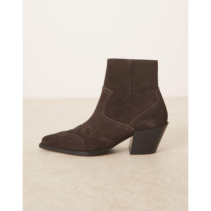 ASOS DESIGN cuban boots in brown leather