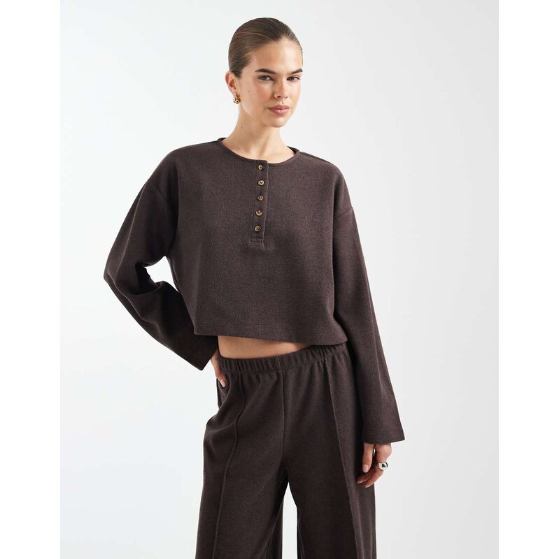 Miss Selfridge brushed henley top-Brown 111274026