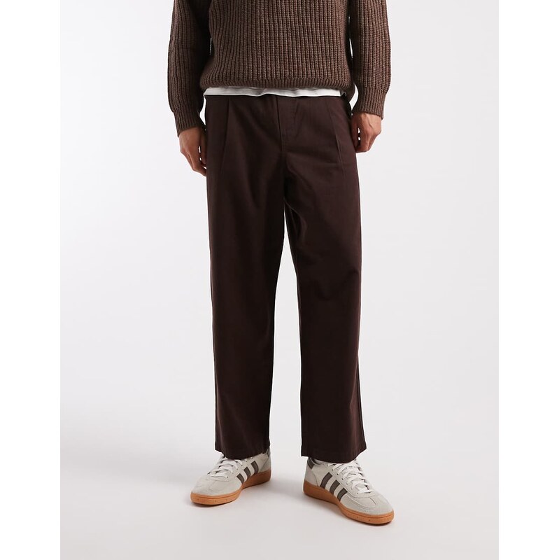ASOS DESIGN pull on relaxed tapered trousers in brown