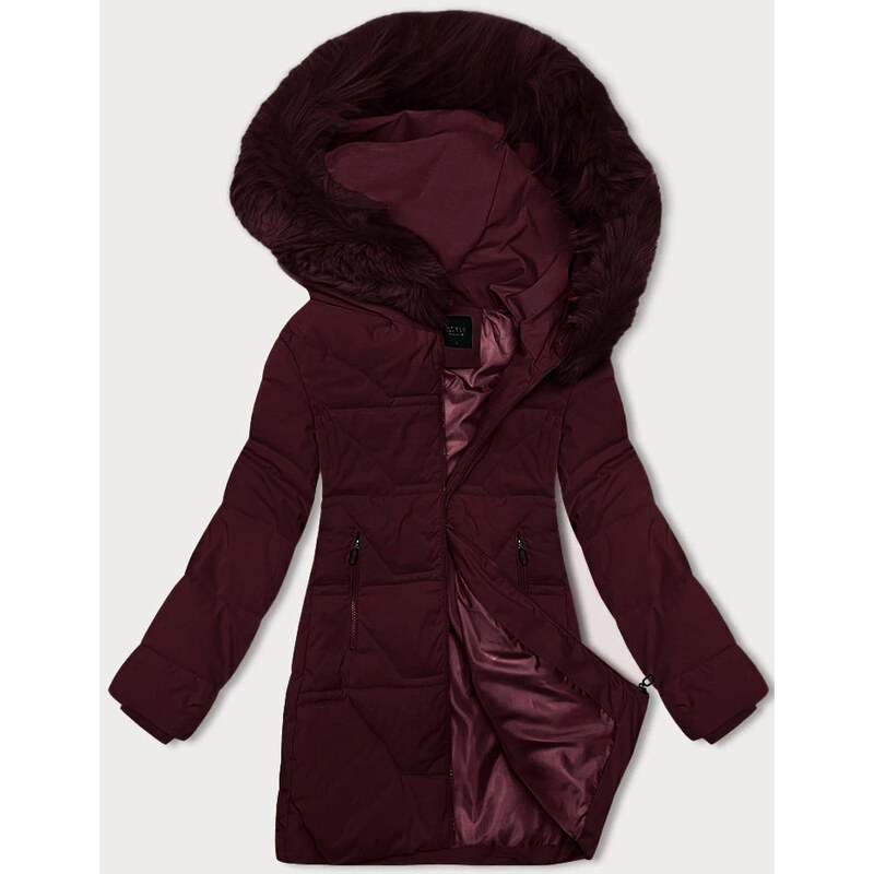 Dámská zimní bunda s kapucí J Style bordó (16M9099-06) 111230692