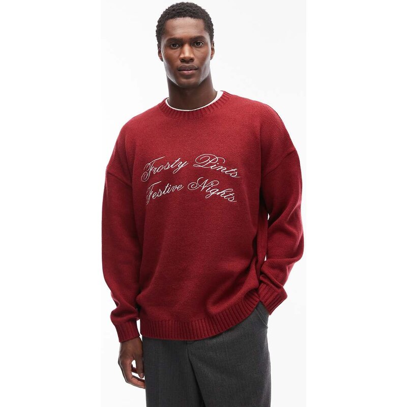 ASOS DESIGN oversized knitted Christmas jumper with Frosty Pints