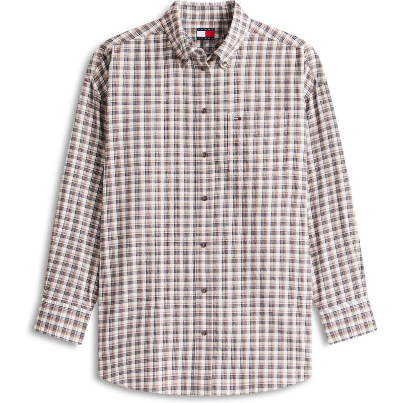 Tommy Jeans Halenka krémová / světle hnědá / tmavě šedá / tmavě