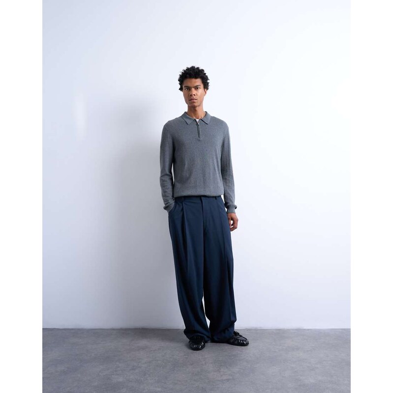 Topman relaxed smart trousers in navy-Grey