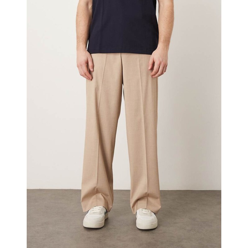 ASOS DESIGN smart wide leg trouser with elasticated waistband in