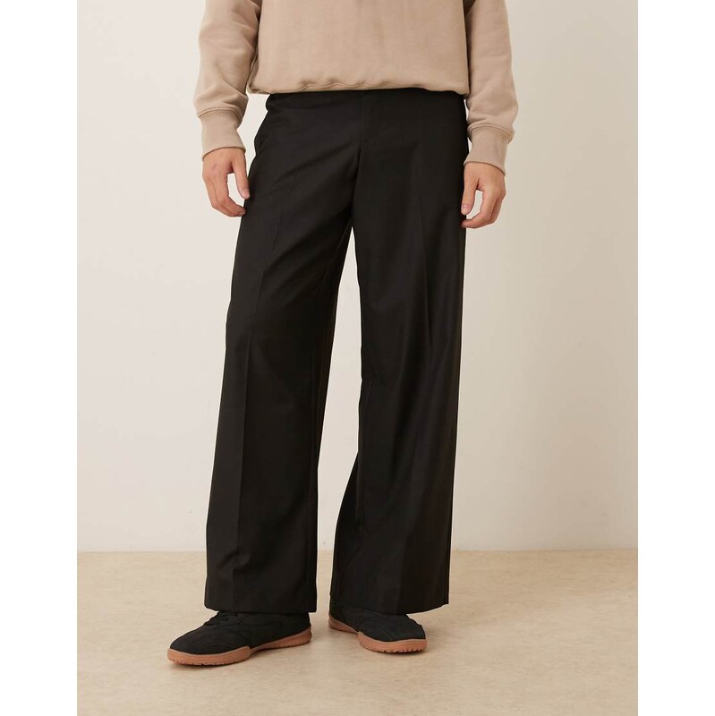 ASOS DESIGN smart loose leg trousers in black jacquard