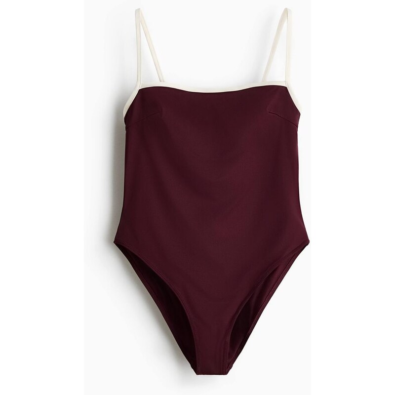 H&M - Jednodílné plavky High Legs vyztuženými košíčky - červená 111250597
