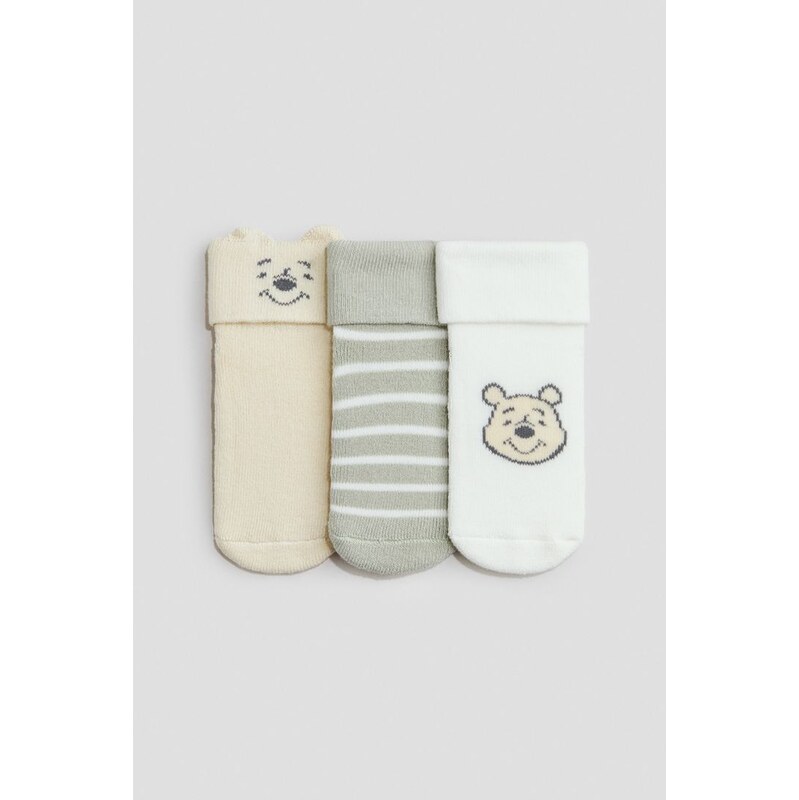 H&M - Froté ponožky: balení po 3 - Žlutá/Medvídek Pú