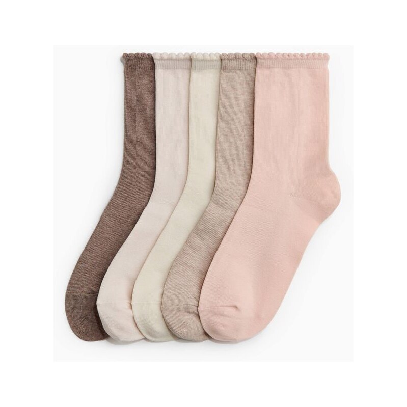 H&M - Ponožky 5 párů - Hnědý Melír