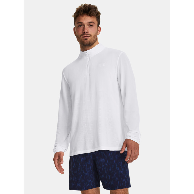 Under Armour Tričko UA SEAMLESS STRIDE 1/4 ZIP-WHT - Pánské