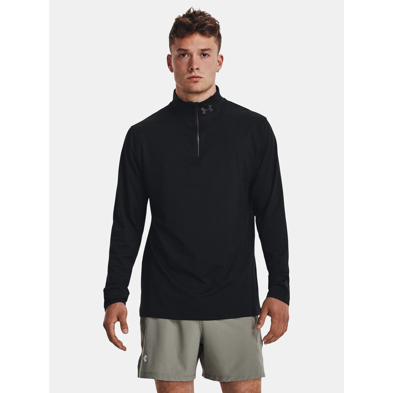 Under Armour Tričko QUALIFIER RUN 1/4 ZIP-BLK - Pánské