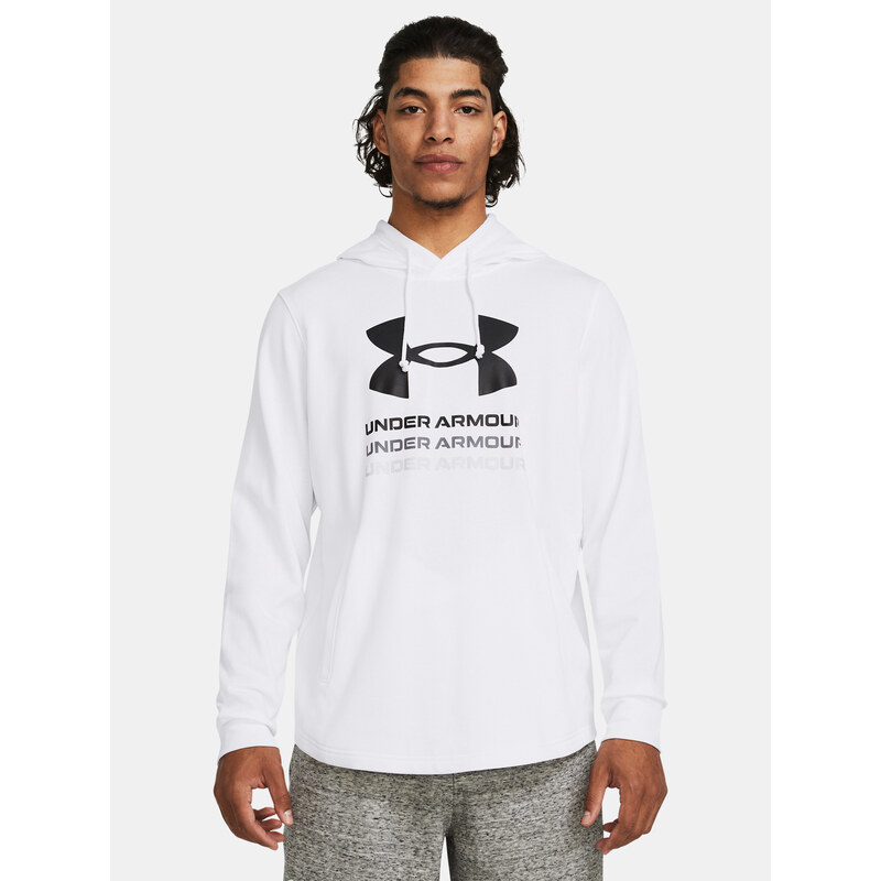 Under Armour MMikina UA Rival Terry Graphic Hood-WHT - Pánské