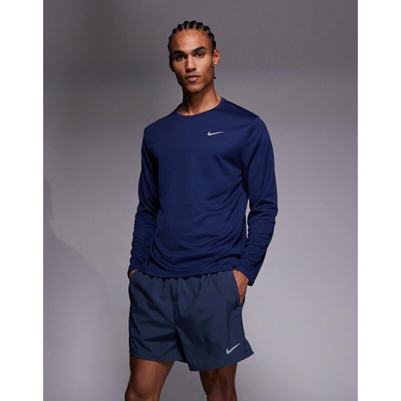 Nike Running Miler Dri-FIT long sleeve top in navy