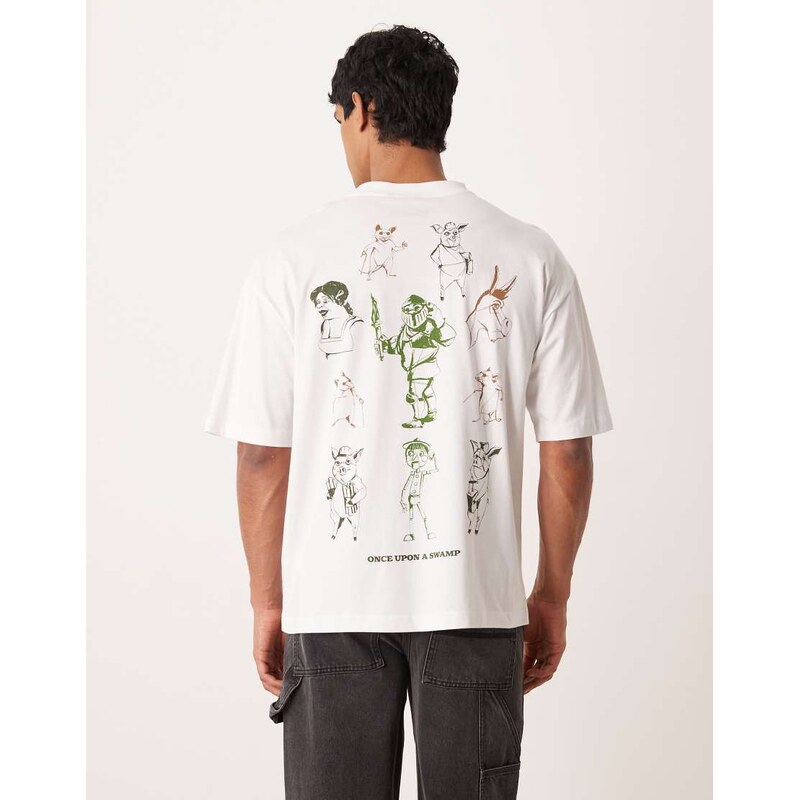 ASOS DESIGN unisex oversized t-shirt with Shrek print in white
