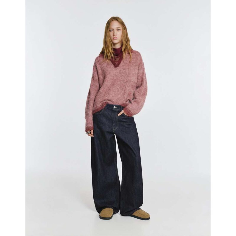 Pull&Bear Barrel jeans with hearts in navy 111259056