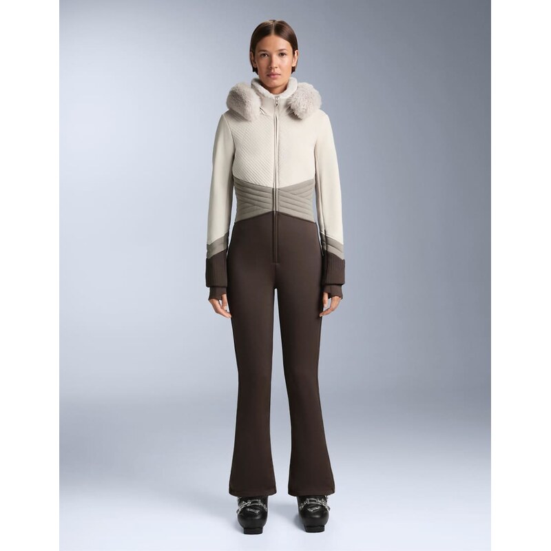 OYSHO Water-resistant colour-block fitted stretch ski jumpsuit in pale 111259100