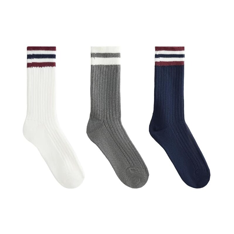 OYSHO 3 pairs of cotton blend classic socks in navy blue 111274040