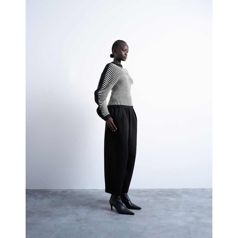 Topshop oversized barrel leg jogger in black