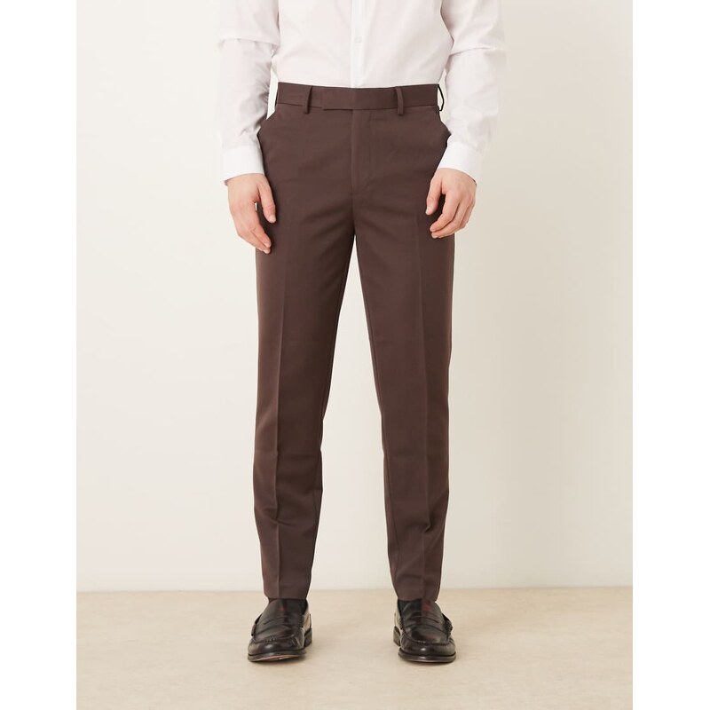 ASOS DESIGN tailored tapered trouser in brown
