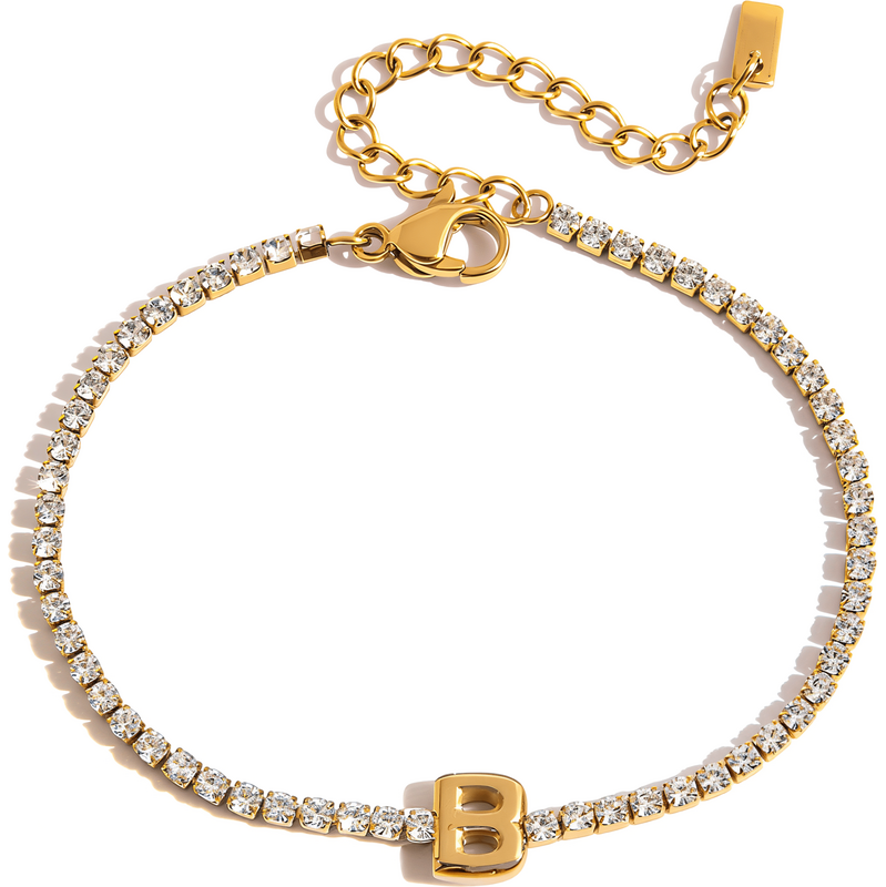 ELENYS Initial B – pozlacený náramek 18K žluté zlato