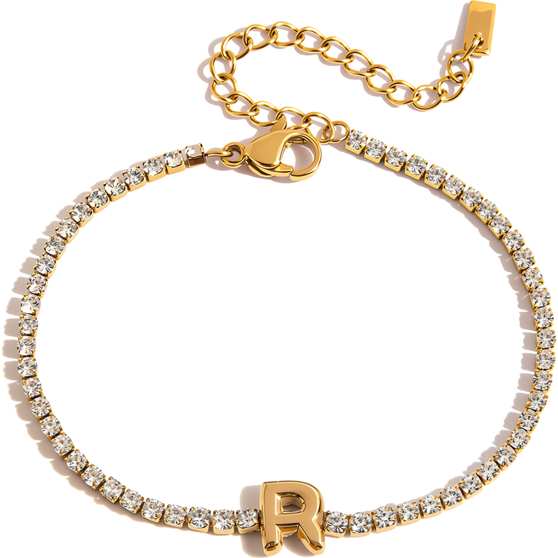 ELENYS Initial R – pozlacený náramek 18K žluté zlato