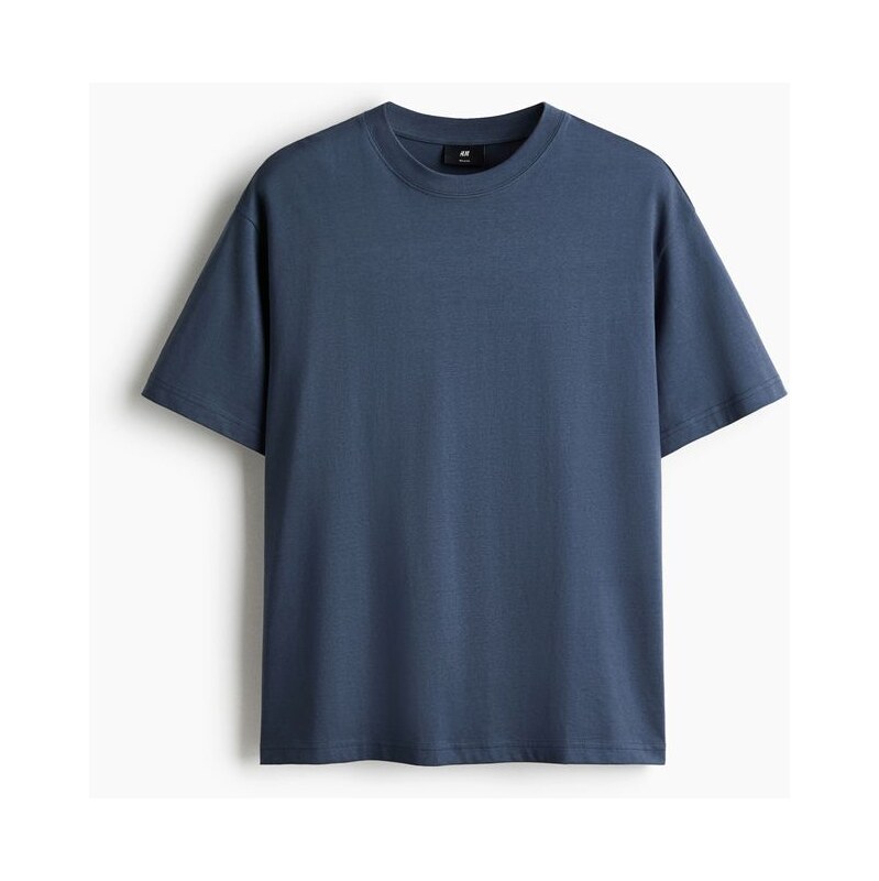 H&M - Tričko Relaxed Fit - Tlumená Modrá