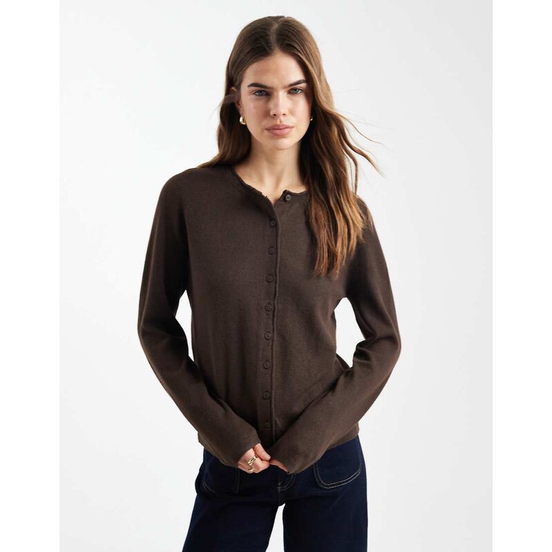 ONLY knitted cardigan in chocolate brown