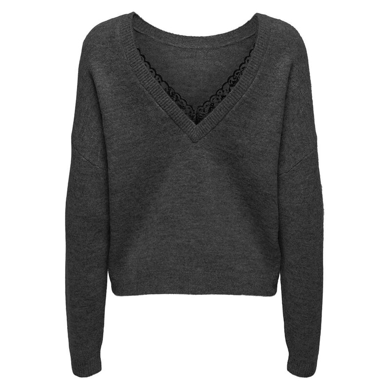 ONLY Knitted pullover in dark grey melange