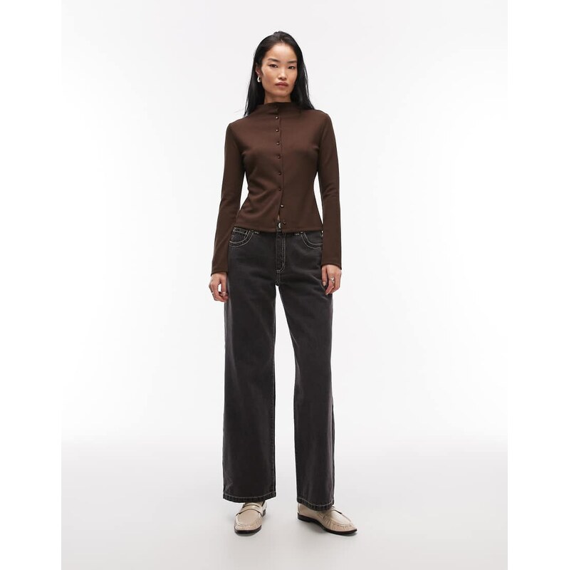 Abrand Jeans 95 contrast stitch baggy jeans in black 111274194