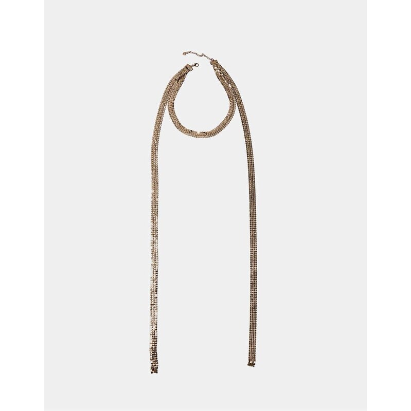 Stradivarius Long mesh lariat necklace in gold-Yellow 111274208