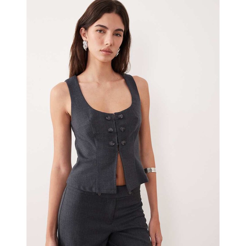 Motel co-ord Kariso tailored top in grey 111274170