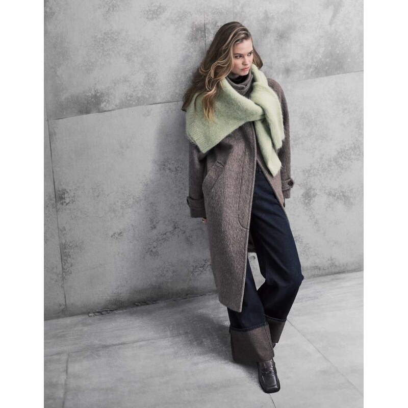 ARKET wool and alpaca oversized midi coat in dark mole brown