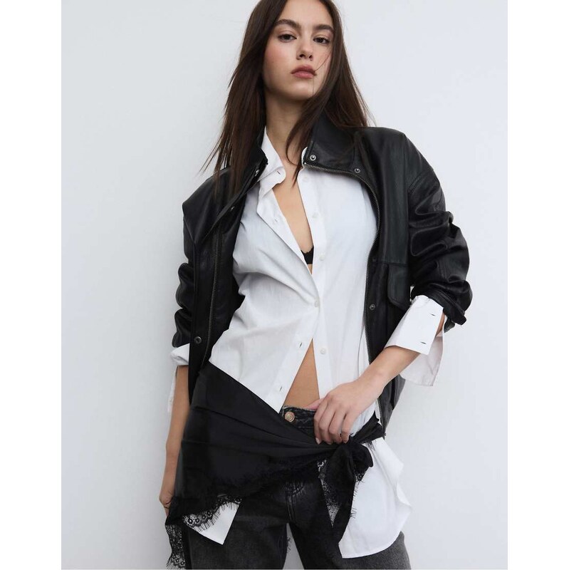 Stradivarius Lace pareo in black