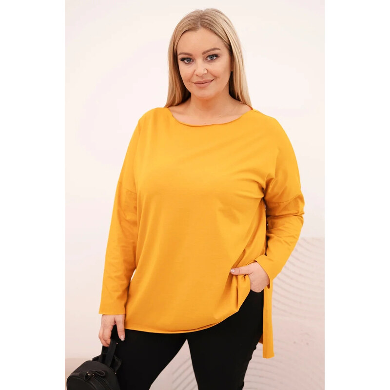 K-Fashion Dámská blůza Plus Size asymetrická s dlouhým rukávem