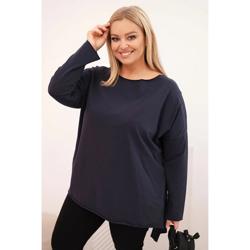 K-Fashion Dámská bavlněná blůza Plus Size asymetrická s dlouhým