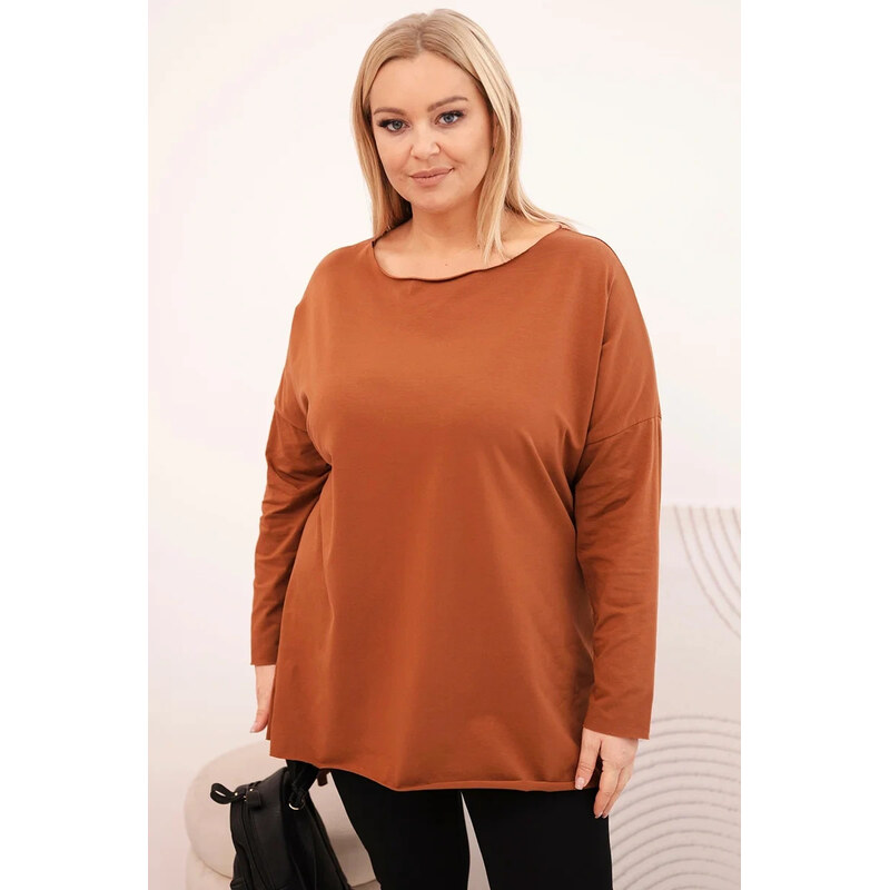 K-Fashion Dámská blůza Plus Size asymetrická s dlouhým rukávem