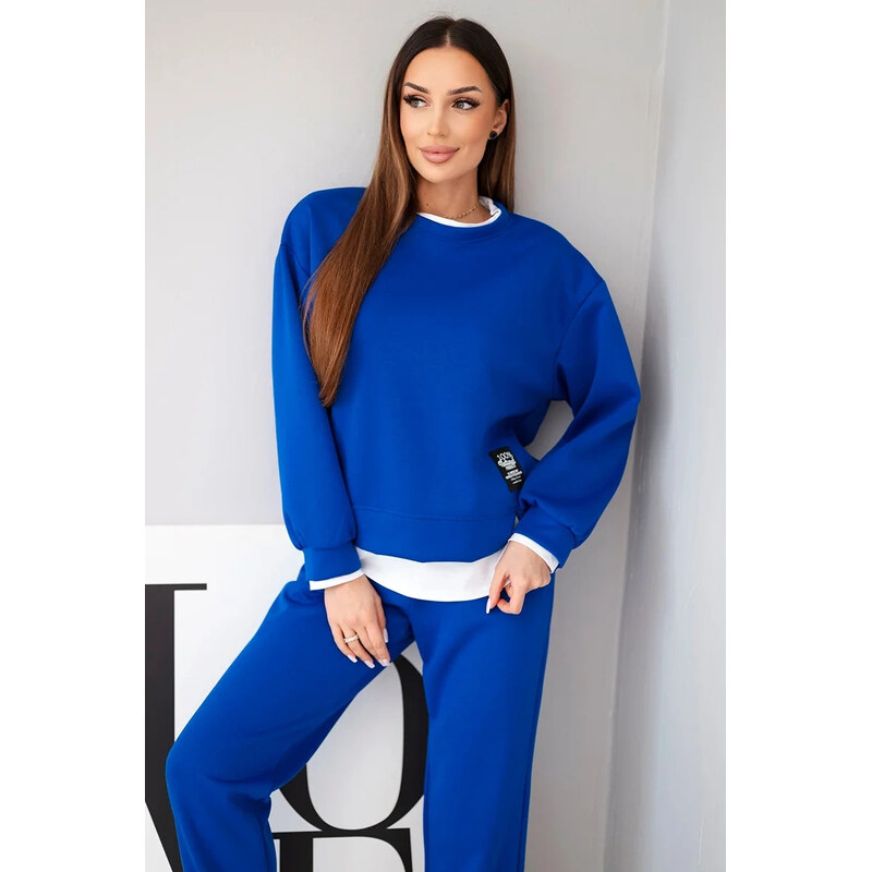 K-Fashion Dámský komplet s máslovou barvou s volnou mikinou a