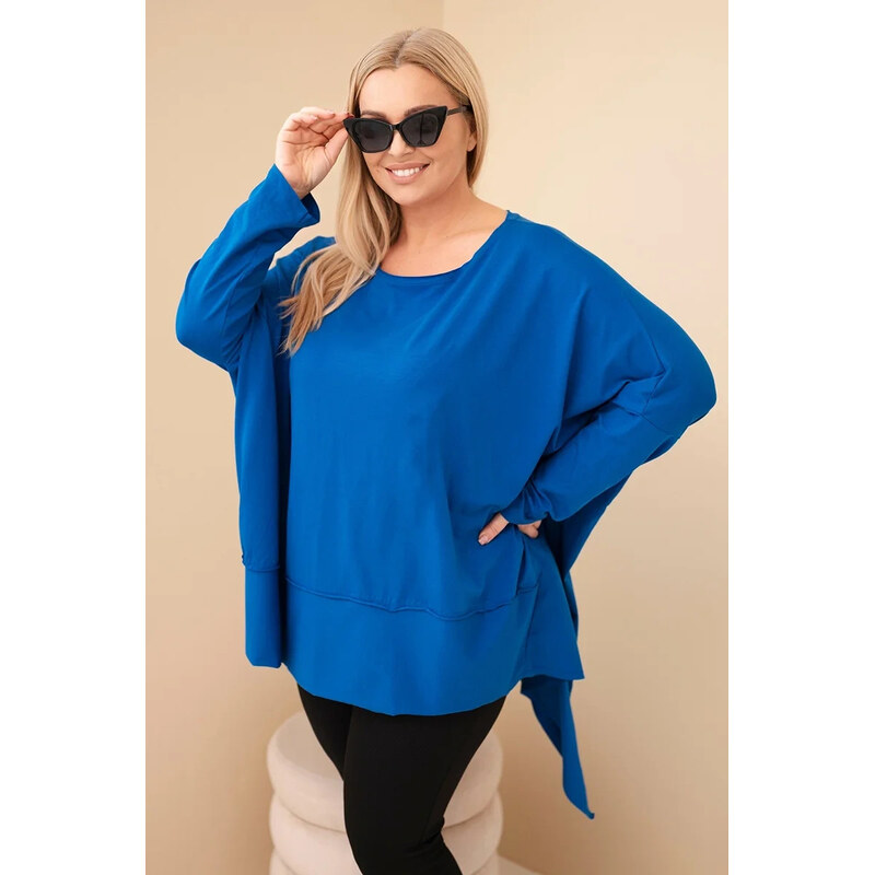 K-Fashion Dámská tunika Plus Size z bavlny s asymetrickým