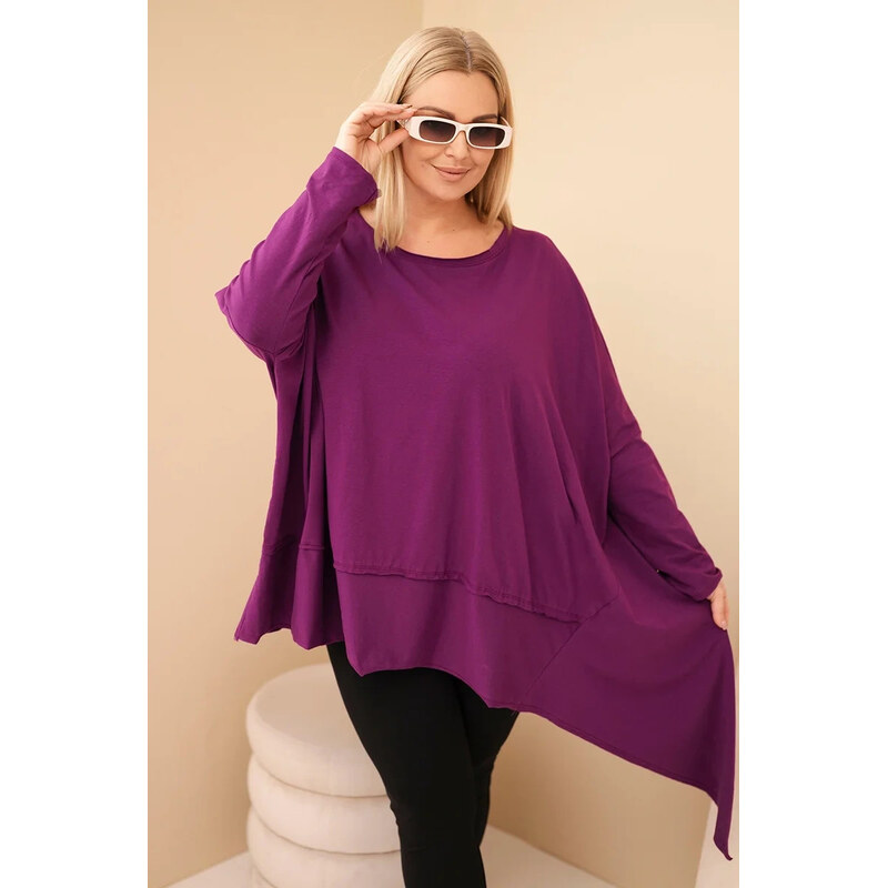 K-Fashion Dámská tunika Plus Size z bavlny s asymetrickým spodním 111244936