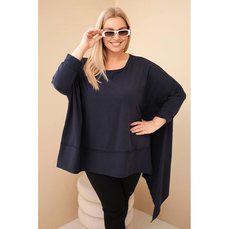 K-Fashion Dámská tunika Plus Size z bavlny s asymetrickým spodním 111244933