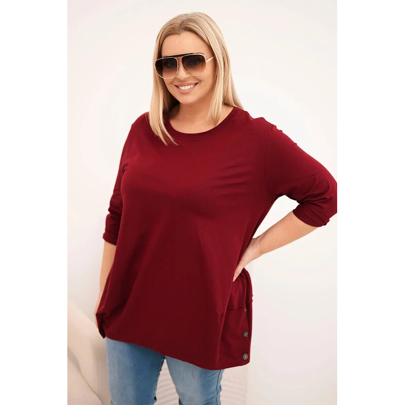 K-Fashion Dámská blůza Plus Size z bavlny s ozdobnými knoflíky a